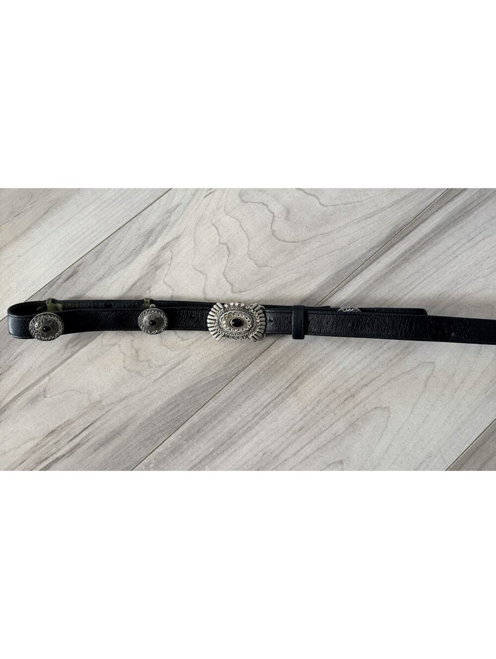 Belts By Lois Black Silver Tone Rhinestone Vintage